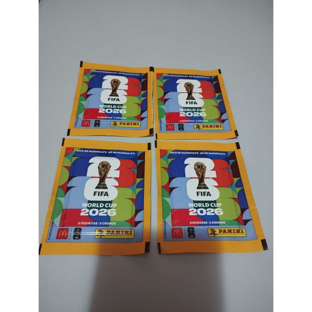 PANINI COPA DO MUNDO 2026 LOTE COM 4 PACOTINHOS DA MACDONALDS FIGURINHAS FIFA WORLD CUP 2026