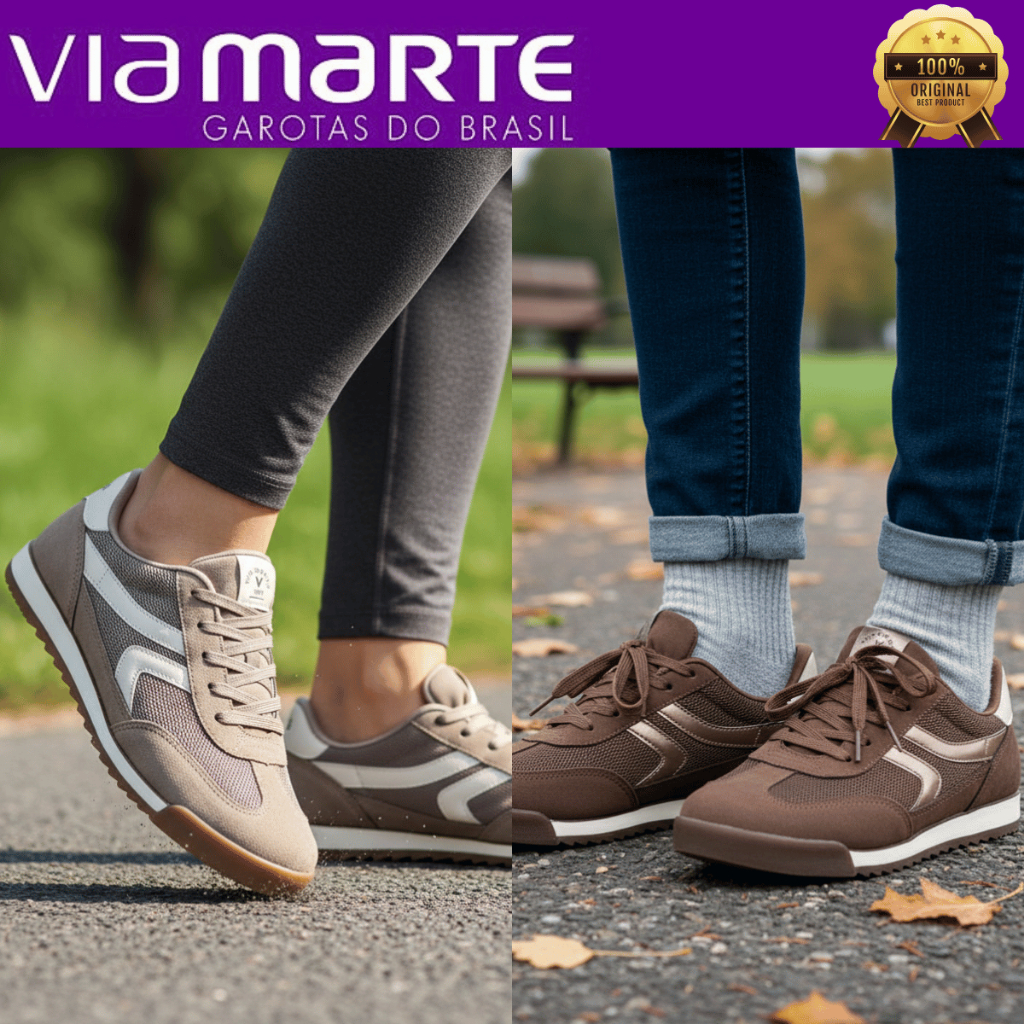 Tênis Feminino Via Marte Casual Moderno Confortável Sola Reta Estiloso Urbano Original