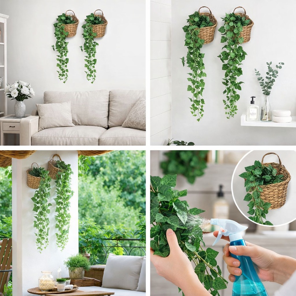 Kit com 2 Pendentes Artificiais em Vaso Trançado Marrom Decorativo Decoracao Casa — imagem 2 de 2