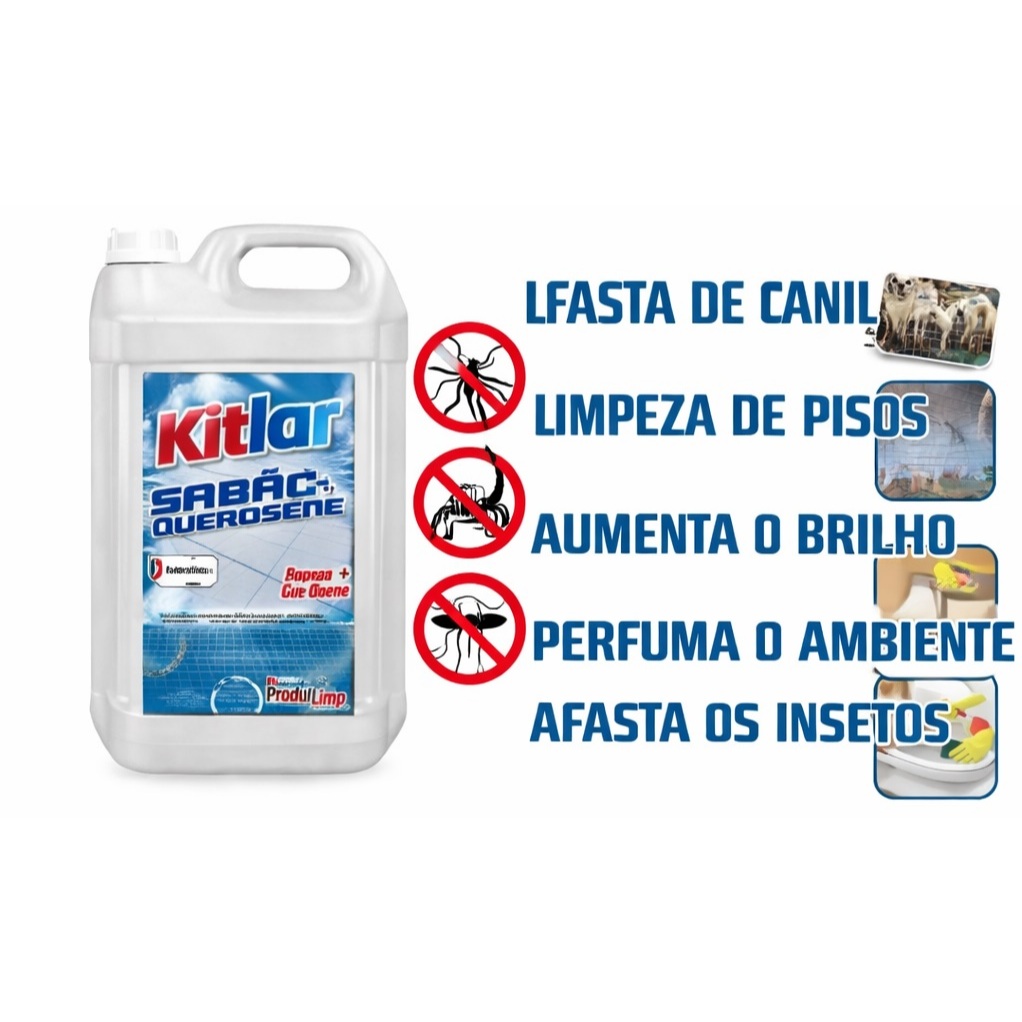 Sabão com Querosene Limpador e Repelente Multiuso p/ Casa e Piso 5 Litros Limpeza Pesada