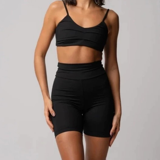 Shorts Fitness Feminino Cintura Alta Roupa Academia Poliamida Premium Fitness Zero Transparência