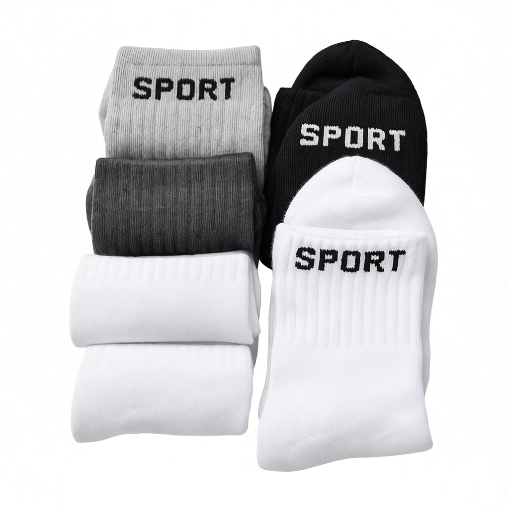 KIT 3/4/12 Pares De Meias Cano Alto SPORT ALGODÃO meia branca cano alto meia cano alto meia cano alto （meia Sport--001）