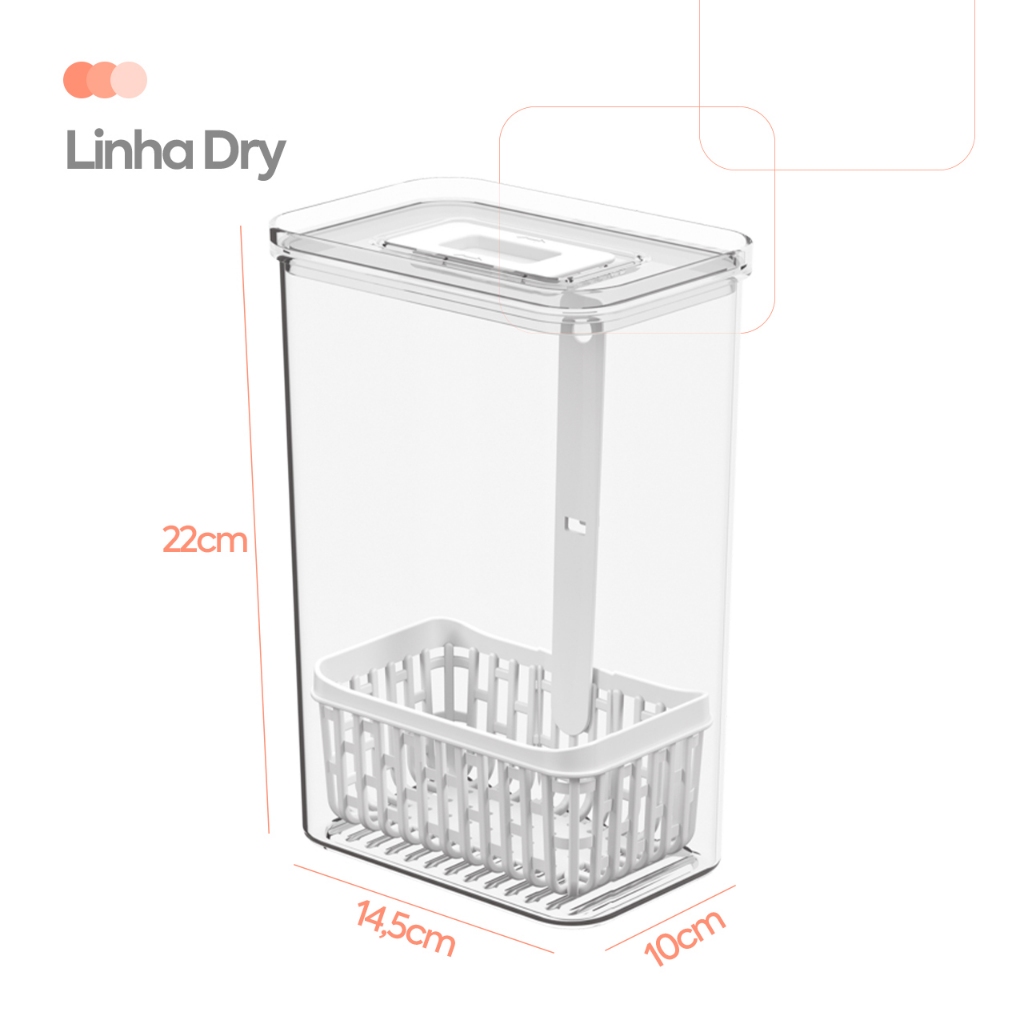 Organizador para Temperos Frescos 2,3L, Cor Cristal, linha Dry Coza · foto 2