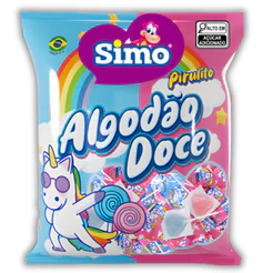 Simo Pirulito Algodão Doce Unicórnio Candy Azul e Rosa 400g Simonetto