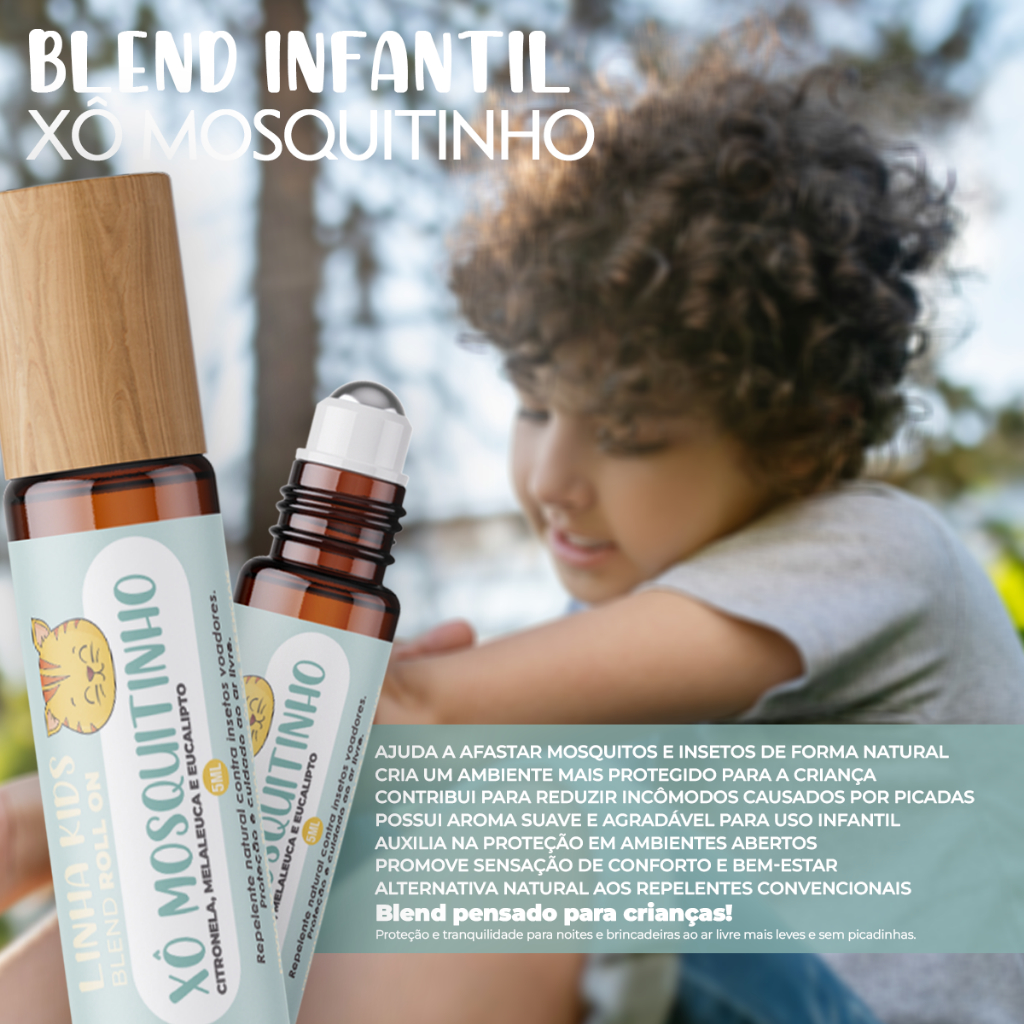 Blend de Óleos Essenciais Infantil 5ml Xô Mosquitinho - Proteção Segura e 100% Natural Contra Mosquitos e Pernilongos