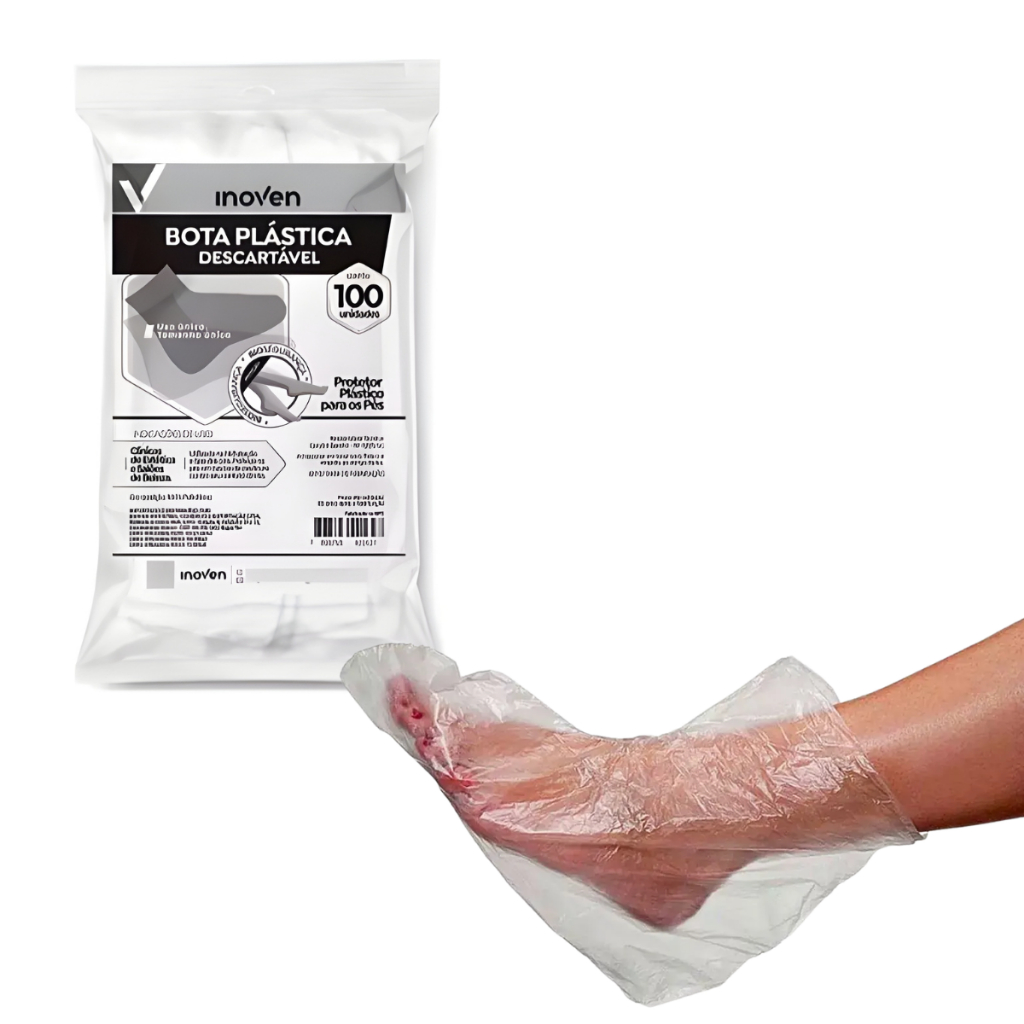Bota Plástica Kit 12 Pac / 1200 Unidades Descartável Pro pé