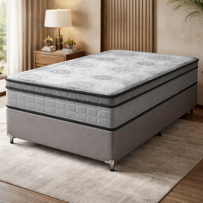 Cama Box com Colchão de Espuma D33 Pillow In D'Angelis Ortosleep Viúva 128cm