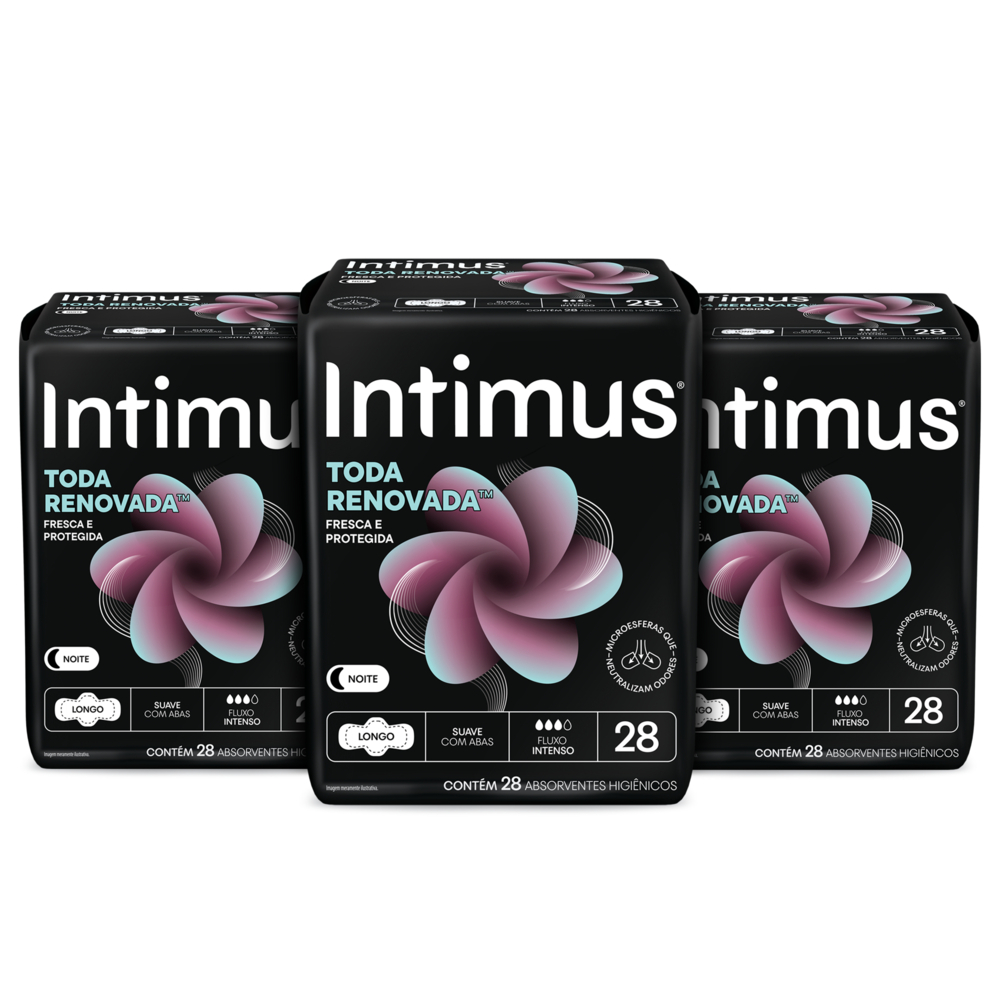 Kit 3 - Absorvente Intimus® Toda Renovada Noturno C/Abas 28 Un