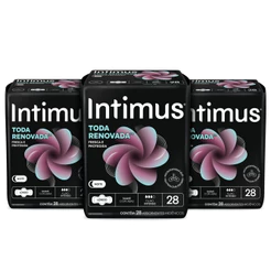 Kit 3 - Absorvente Intimus® Toda Renovada Noturno C/Abas 28 Un