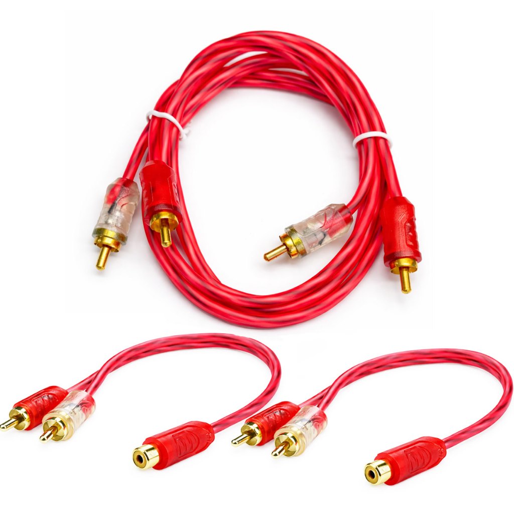 Kit Cabo Rca 1mt + 2 Y 2m1f Semi Blindado Cristal Bronze Audio e Video