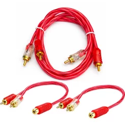 Kit Cabo Rca 1mt + 2 Y 2m1f Semi Blindado Cristal Bronze Audio e Video