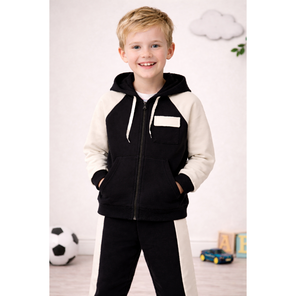 Conjunto Moletom Infantil Masculino Com Capuz Roupa Inverno Canguru Ziper Escola Quentinho 4 ao 14