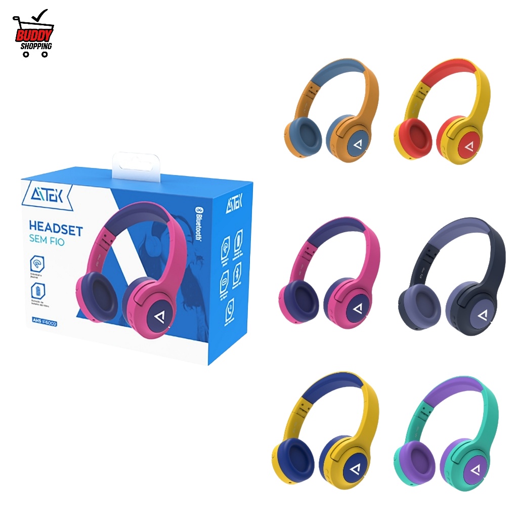 Fone de Ouvido Bluetooth 6.0 Infantil Sem Fio 18h Bateria Dobrável Ajustável Menino Menina Aitek AHS-F6002 em Oferta na Shopee