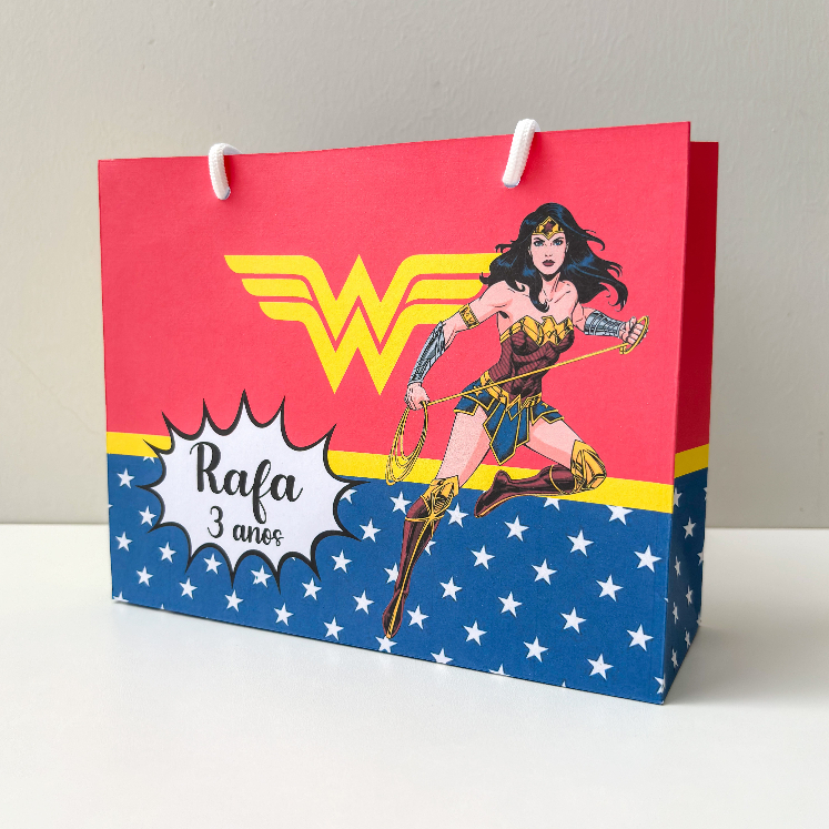 Sacolinha Sacola Personalizada | Chá de bebe | Lembrancinha Mulher Maravilha
