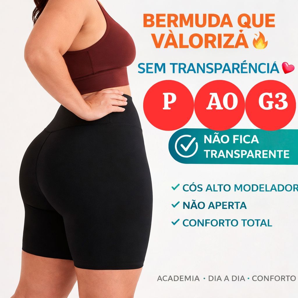 Kit 2 Shorts Feminino Cós Alto Academia Suplex Sem Transparência Plus Size Bermuda Ciclista Fitness