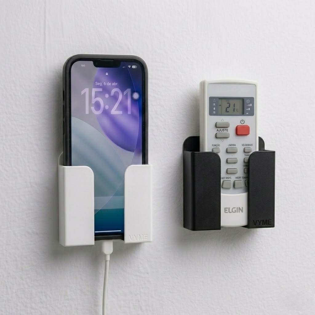 Suporte De Parede Para Celular e Controle Ar Condicionado Com Fita Dupla Face
