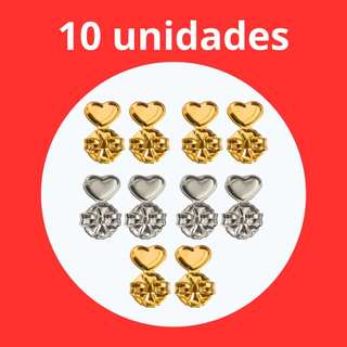 Tarraxa Mágica Sustentação Orelha Rasgada 10 unidades Prata 925 Ouro 18k Folheadas Garantia