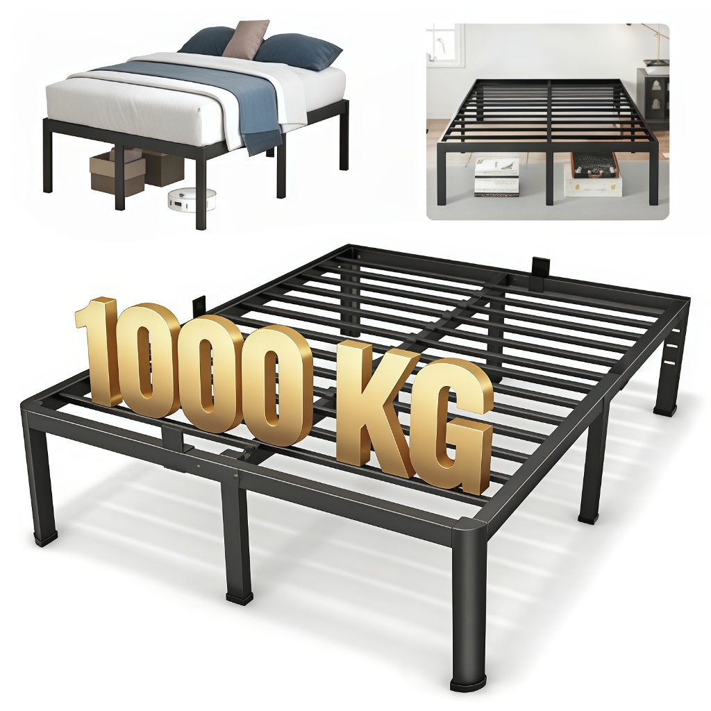 Estrado De Metal Para Cama De Casal Fácil De Instalar e Dobrável Com Suportes De Ripas De Aço -O17