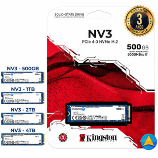 SSD NVME M.2 Kingston 500GB/ 1TB /2TB e 4TB NVMe PCIe 4.0 - SNV3S Preto