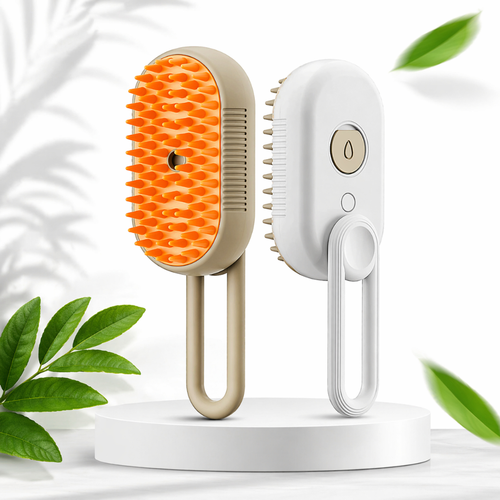 Escova Pet Elétrica 3 em 1 a Vapor com Cabo Tira Pelos Desembaraçante