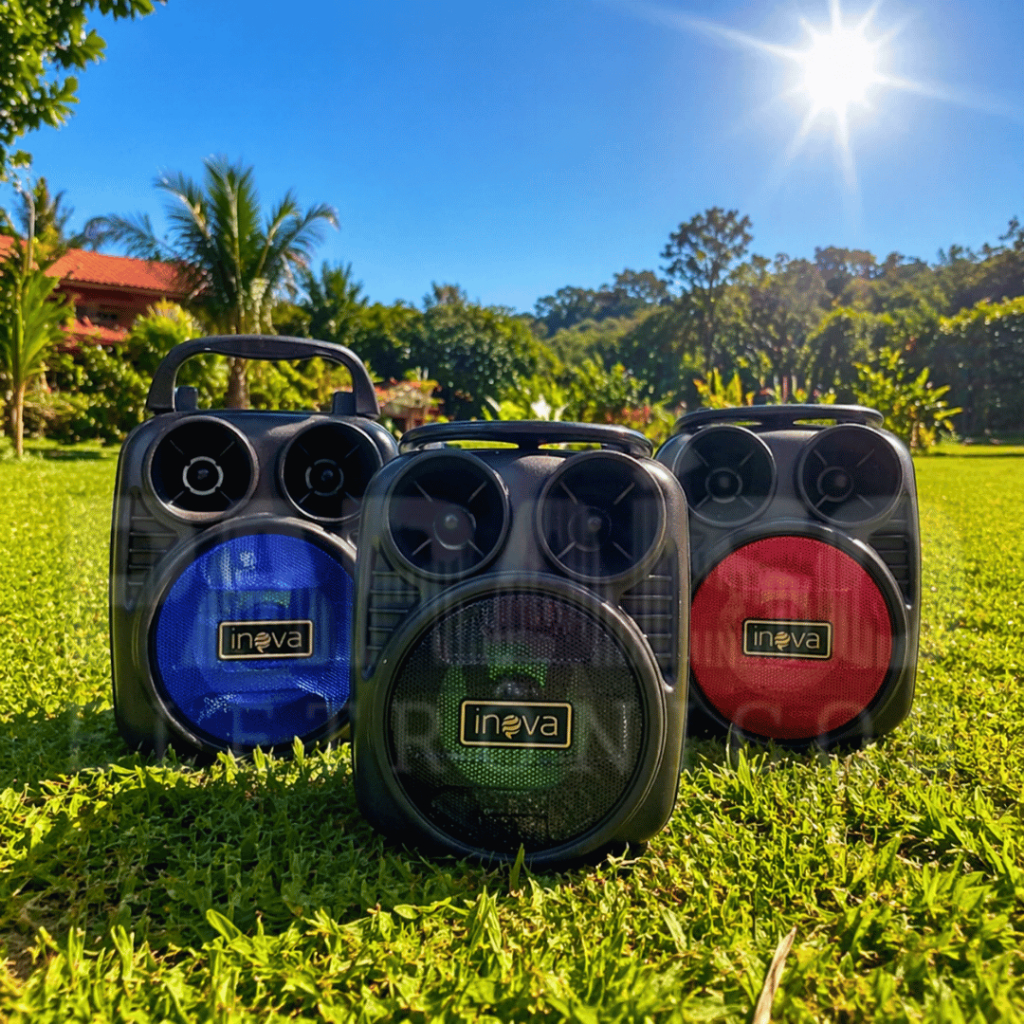 Caixa de Som Inova Bluetooth Portátil com Alça Rádio FM Bateria 1200 mAh - CORES SORTIDAS