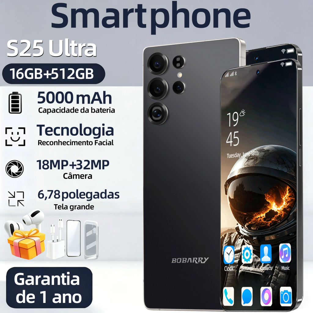 Smartphone S25 Ultra 16 GB + 512 GB, Android 15, tela grande de 6,78 polegadas
