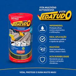 Manta Asfaltica Fita Vedatudo Autoadesiva Impermeabilizadora Aluminizada 30cm x 10m