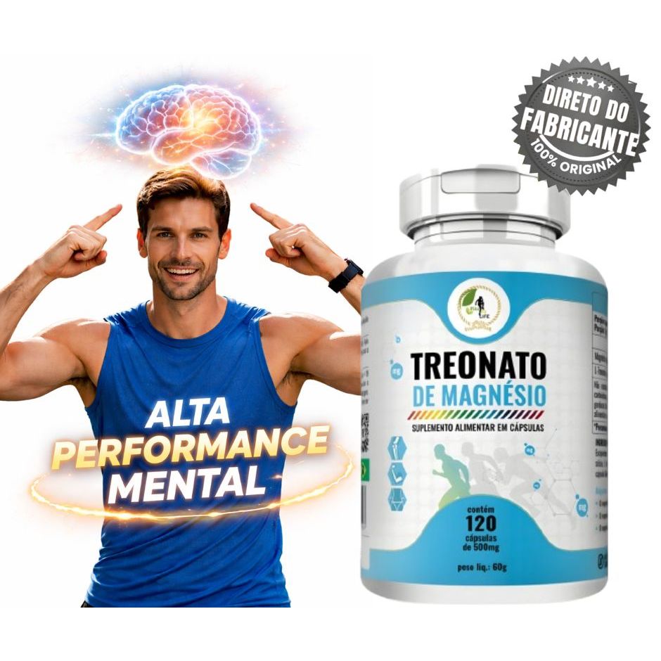Magnésio L Treonato Puro 120 Capsulas 500mg - Fits Life Foco Memoria em Oferta na Shopee