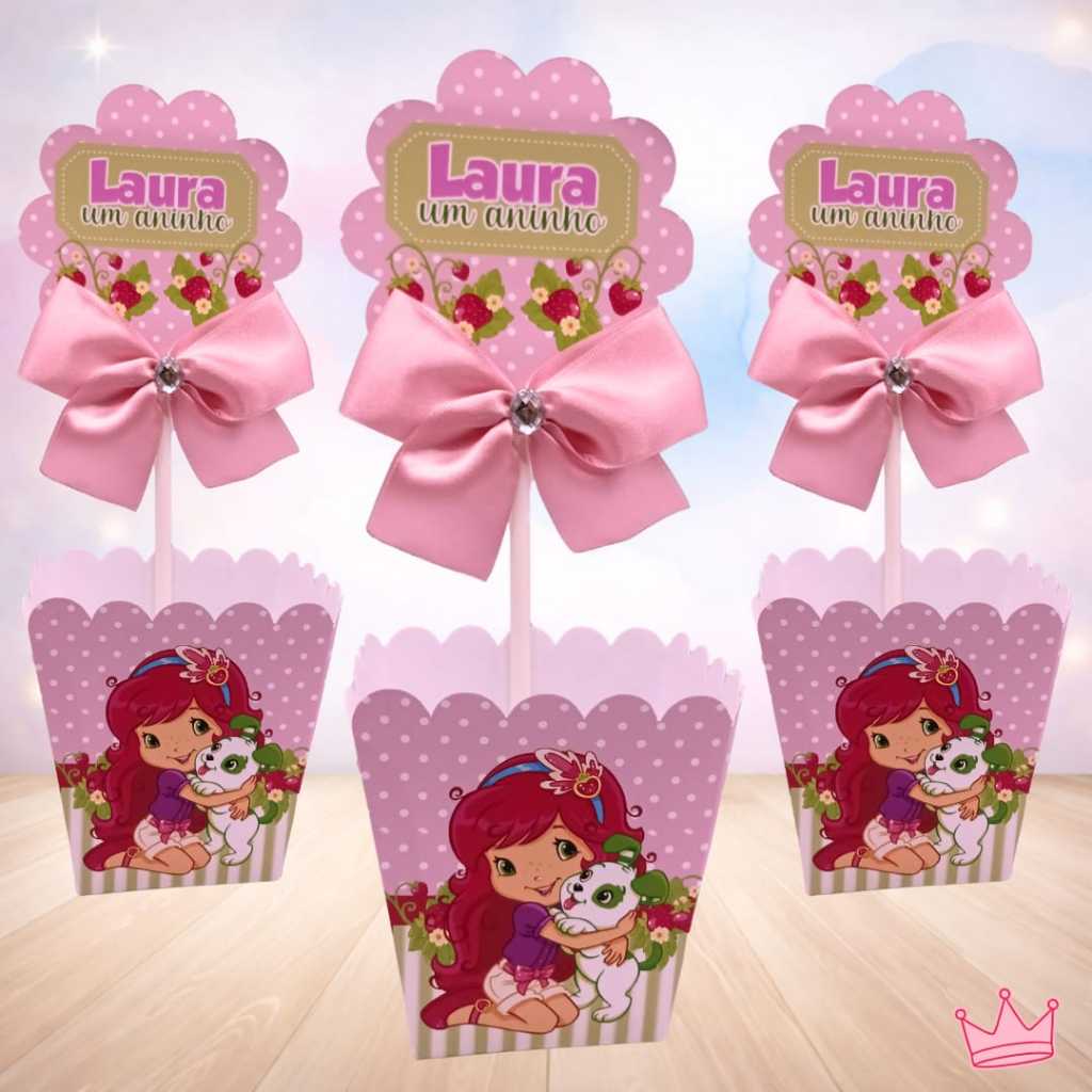 Centro de Mesa Cachepot Personalizado Moranguinho 2 | Decoração Festa Lembrancinha