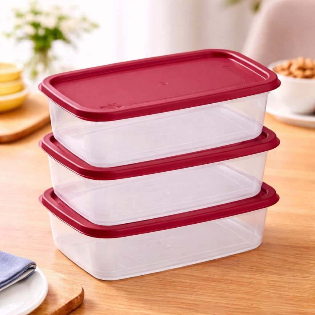 Kit 6 Potes Newlife 3L Transparente Colorido Com Tampa Hermética Organizador Alimentos Cozinha Geladeira BPA Free