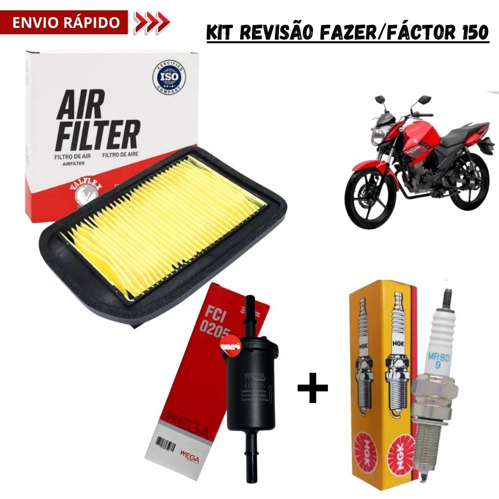 Kit Revisão Fazer /Factor 150 + Filtro de combustível + Vela de Ignição 2014 a 2024