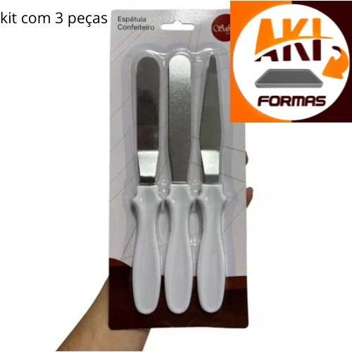 KIT DE 3 ESPATULAS BRANCA DE CONFEITARIA COM CABO ERGONOMETRO – (( ENVELOPE))