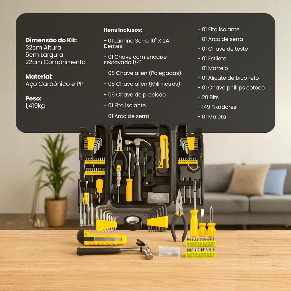 kit ferramentas completo, jogo de ferramentas 200 peças, maleta ferramentas, kit profissional ferramentas, ferramentas c