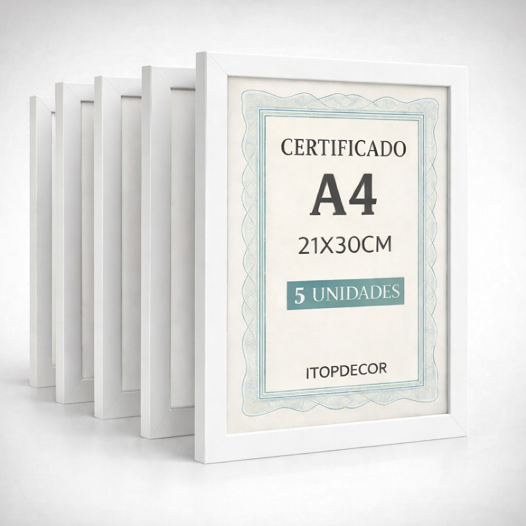 Kit 5 Molduras A4 Para Certificados Diplomas Fotos 21x30 Sem Acetato Promoção