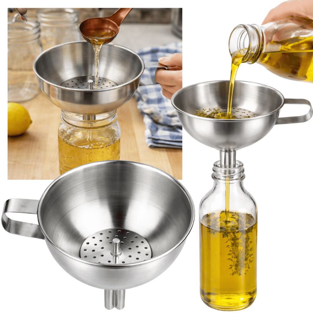 Coador Inox 15cm com Funil Integrado Tela Fina para Filtrar Óleo Bebidas Uso Culinário Profissional