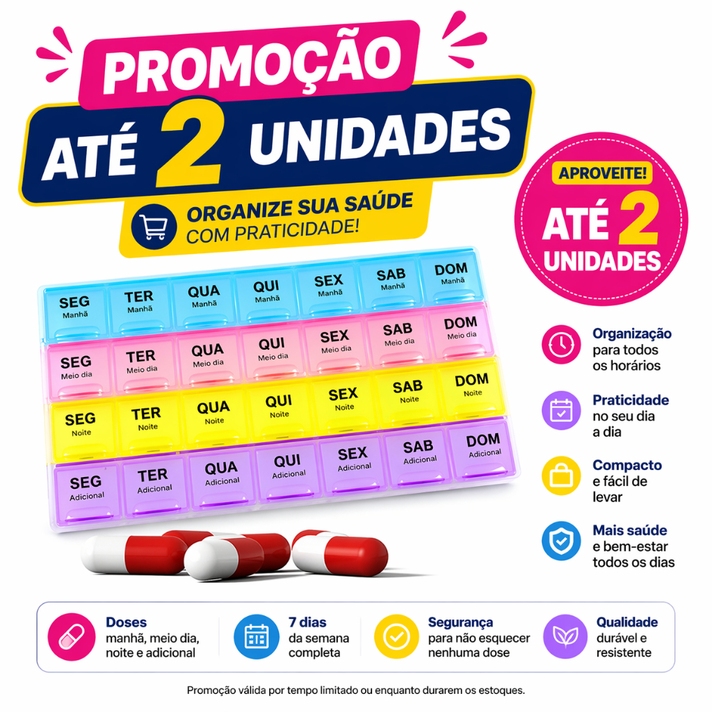 Porta Remédios Semanal 28 Dias  Solução Completa para Suplementos e Medicamentos