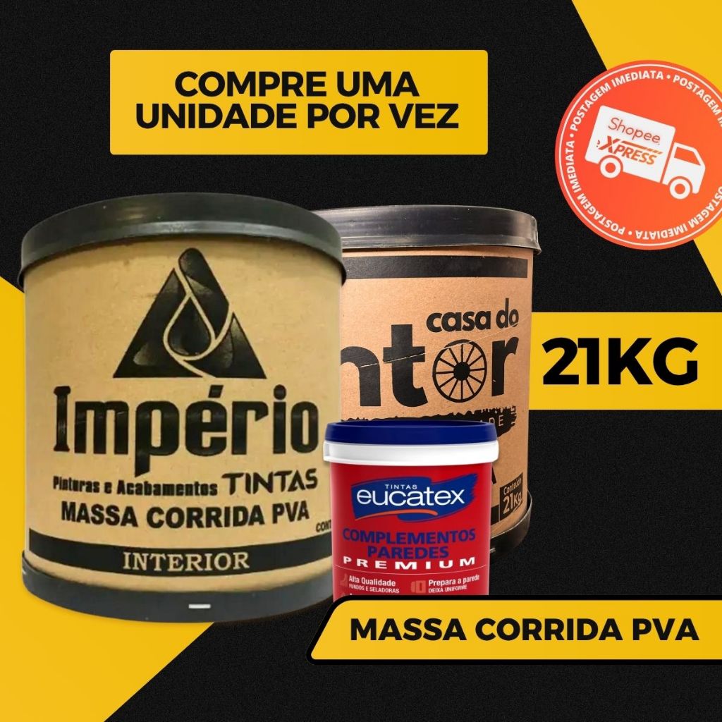 Massa Corrida 21kg Império para Parede Interna e Externa | Revestimento Branco Liso Pronto para Uso