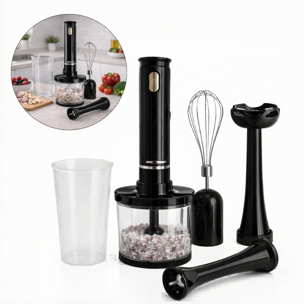 Mixer 3 em 1 200W 127V com Copo 700ml Lâmina Inox Batedor e Processador Portátil