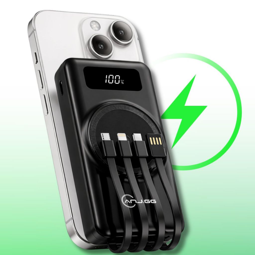 Power Bank Indução 20000mah Carregador Portátil c/ Cabos Universal IOS Android Fone Ouvido Tablet
