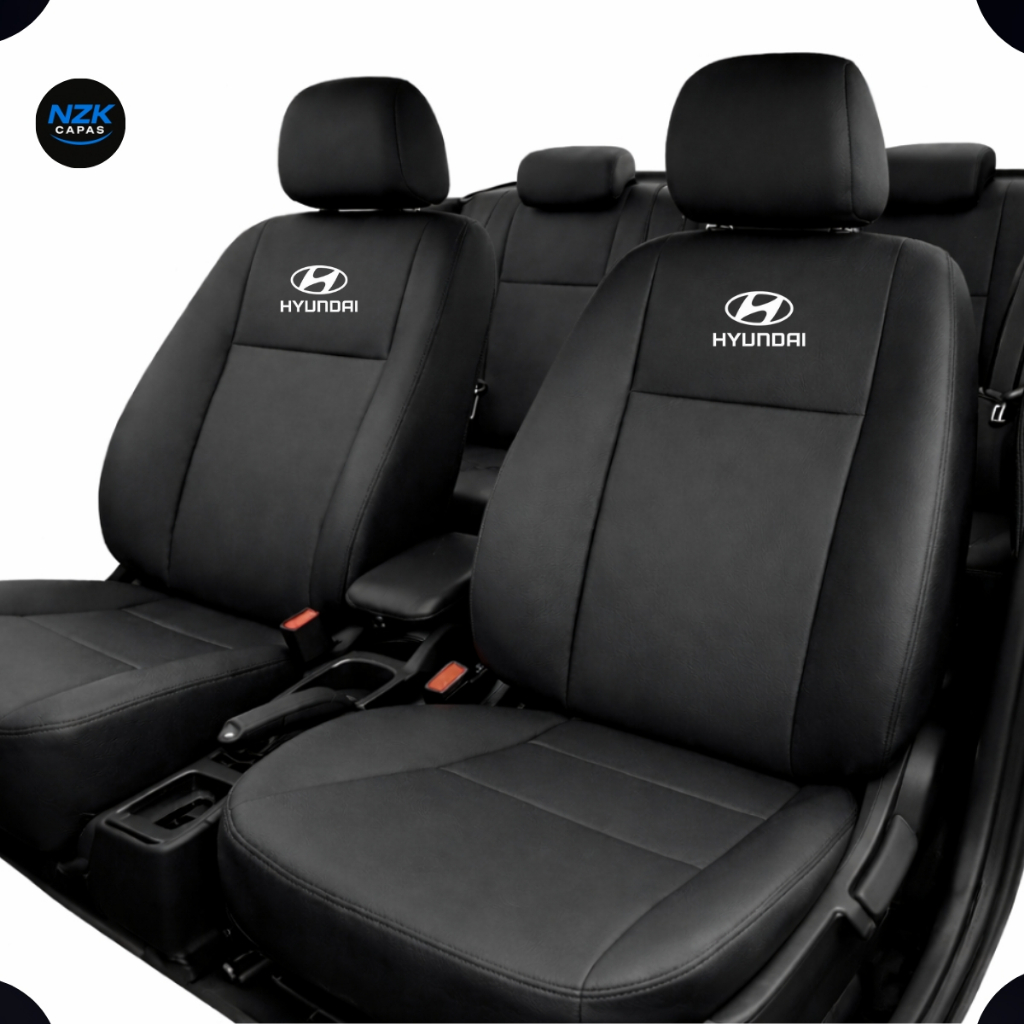 Capa Banco Carro 100% Couro P Hb20 I30 Azera Sonata Elantra Creta Tucson Ix35 Kona + Brinde