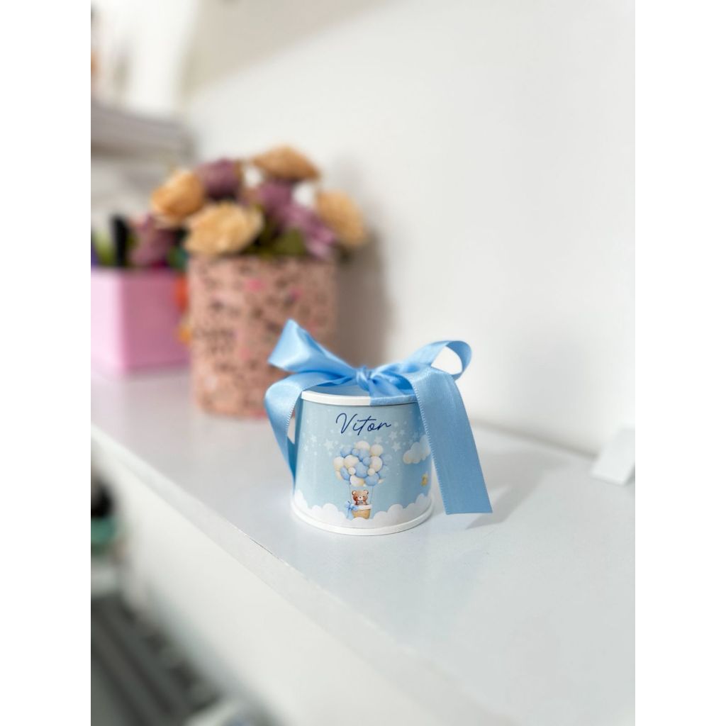 Kit tubolatas personalizadas Ursinho menino| Lembrancinhas batizado - maternidade - aniversário - chá de bebê | 5x6 cm
