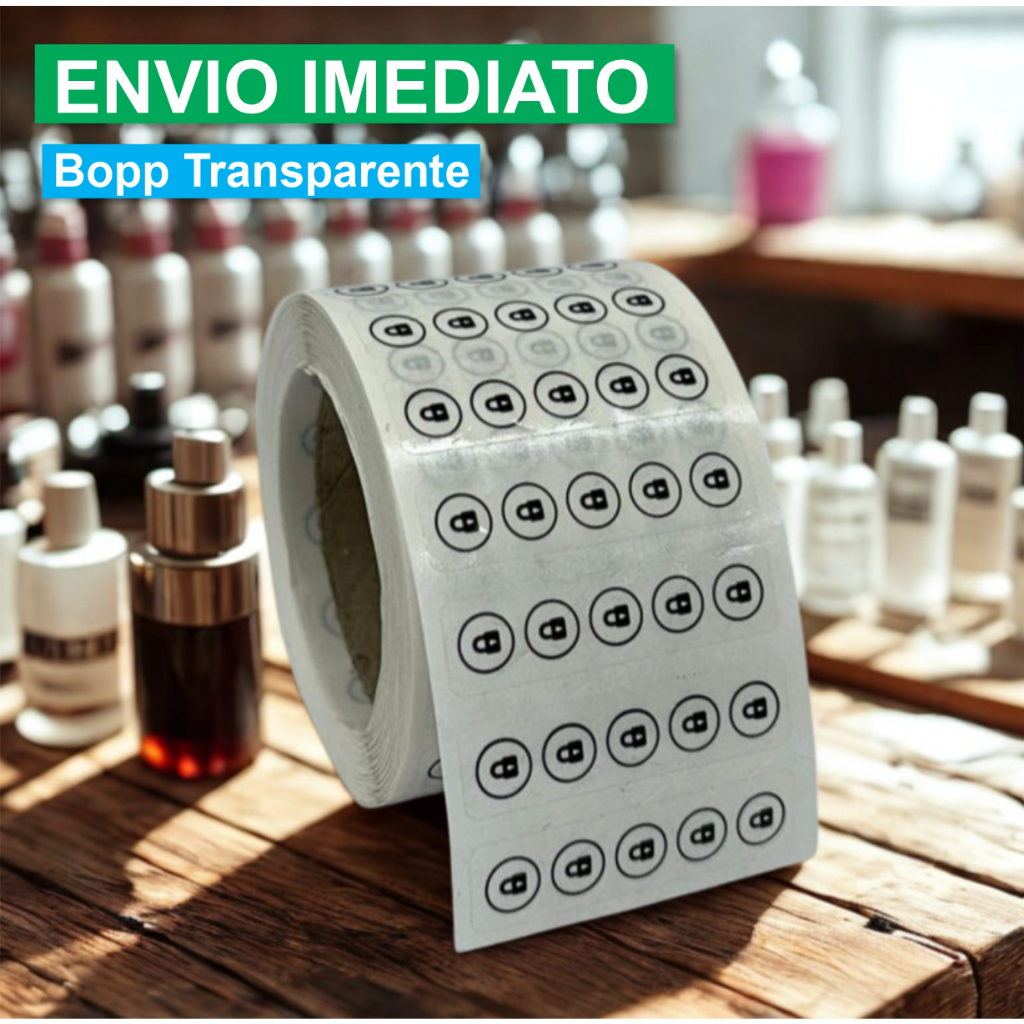 1.000 Lacres Adesivos BOPP TRANSPARENTE 1x4cm - CADEADO PRETO - Resiste à água - SEGURANÇA
