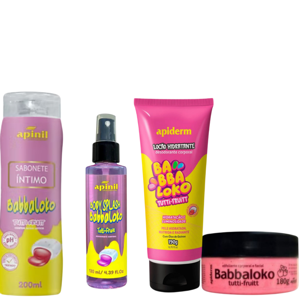 Kit Hidratante Corporal + Body Splash + Sabonete ínitimo + Esfoliante corporal e facial - Apinil