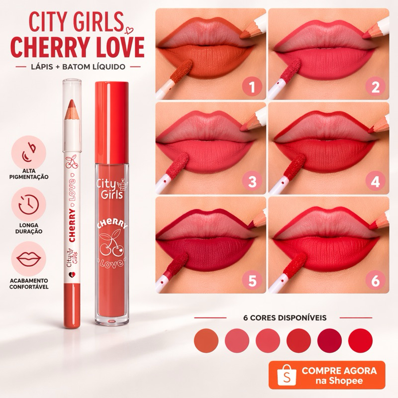Kit Lábios Lápis + Batom Matte  Alta Fixação e Resistente à Água Maquiagem Combo Lip Combo