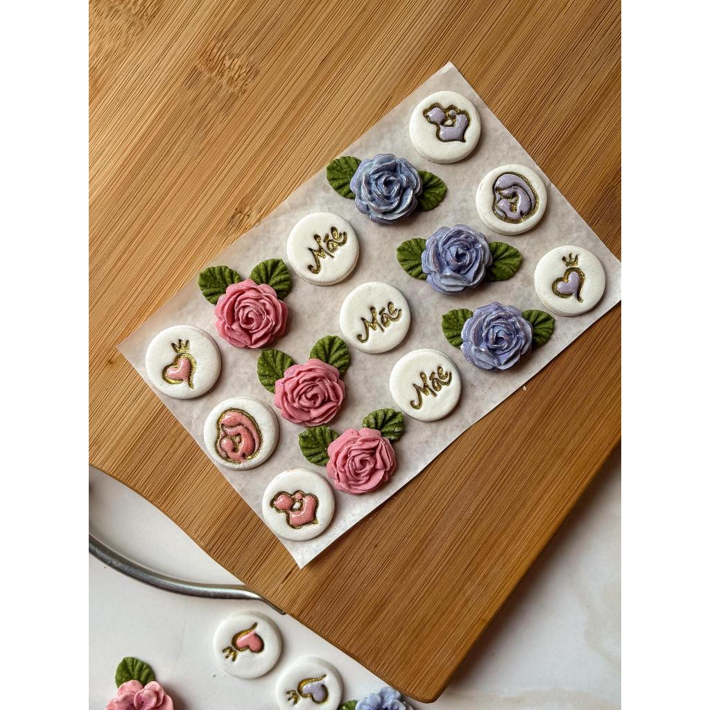 24 uni Apliques comestíveis de luxo , Doces Personalizados, Confeitos100% comestíveis, Mix dias das Mães.