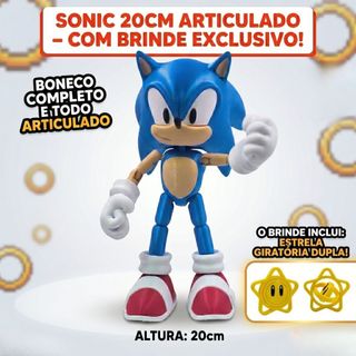 Boneco Sonic Articulado 20cm - Impressão 3D Premium - Decoração Gamer