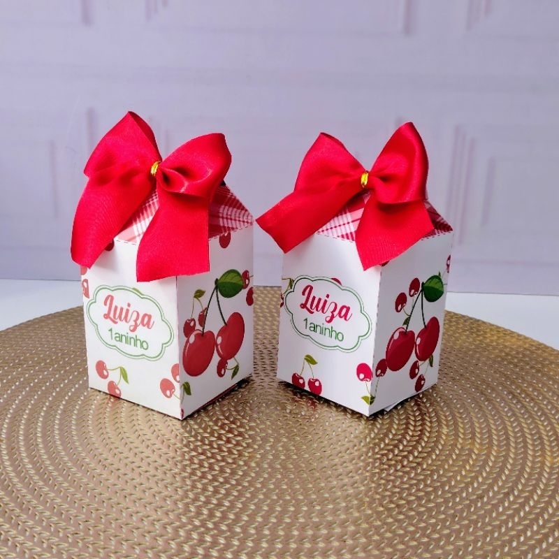 Caixinha Milk Personalizada Pré-Montada – Lembrancinha Festa Infantil Aniversário Tema Cerejinha