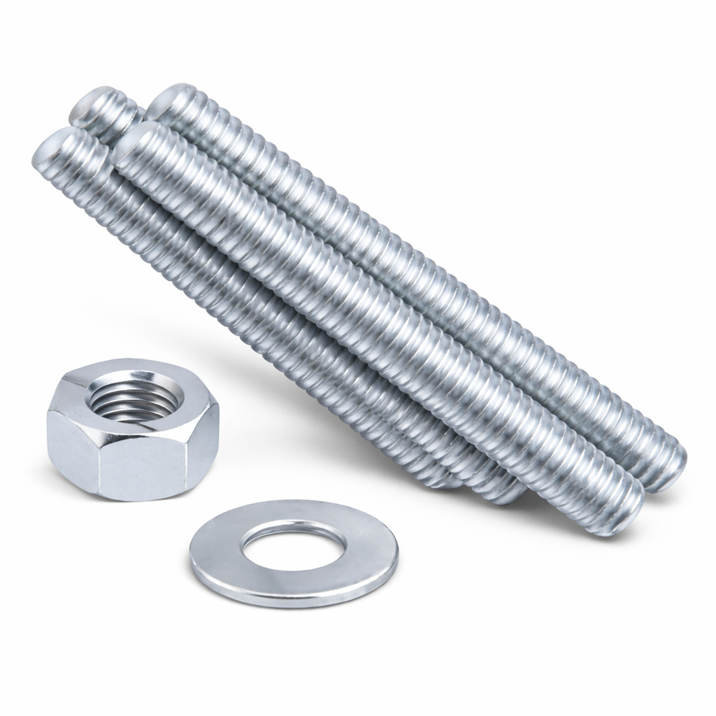 Kit 5 Barras Roscadas M6 x 1m + 50 Porcas + 50 Arruelas – Completo p/ Fixação