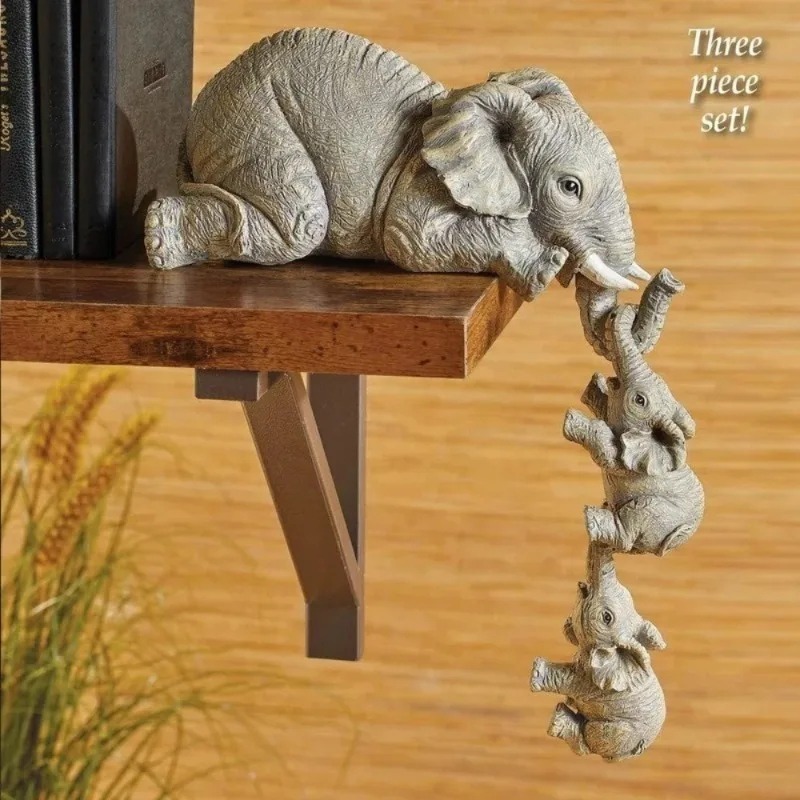 3 Peças Elefantes Pendulo decoração vintage enfeite decoração ornamental presente interessante escritório livros casa