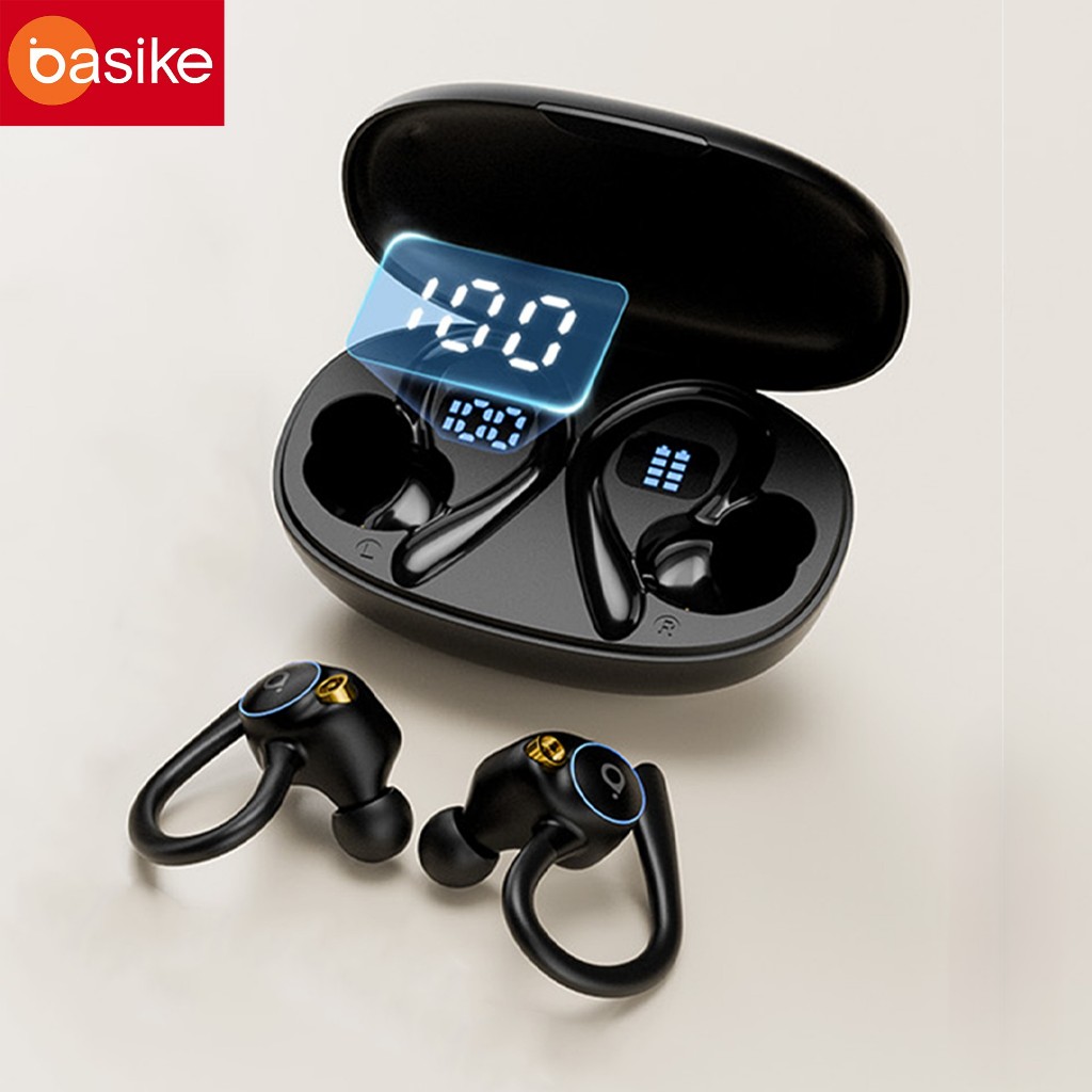 BASIKE Fones De Ouvido Sem Fio Bluetooth Fone Com Microfones Alta Fidelidade Som Estéreo Toque Inteligente Esportes